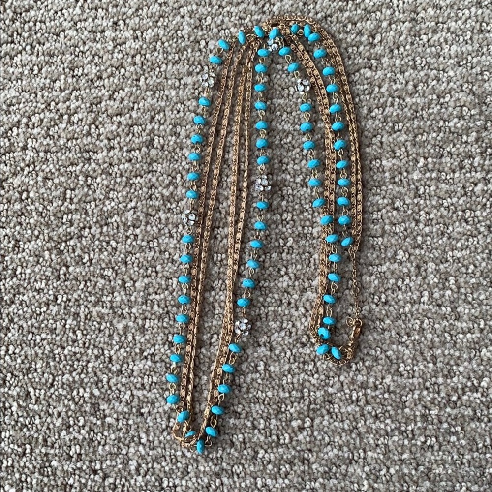 Turquoise,gold, and crystal necklace